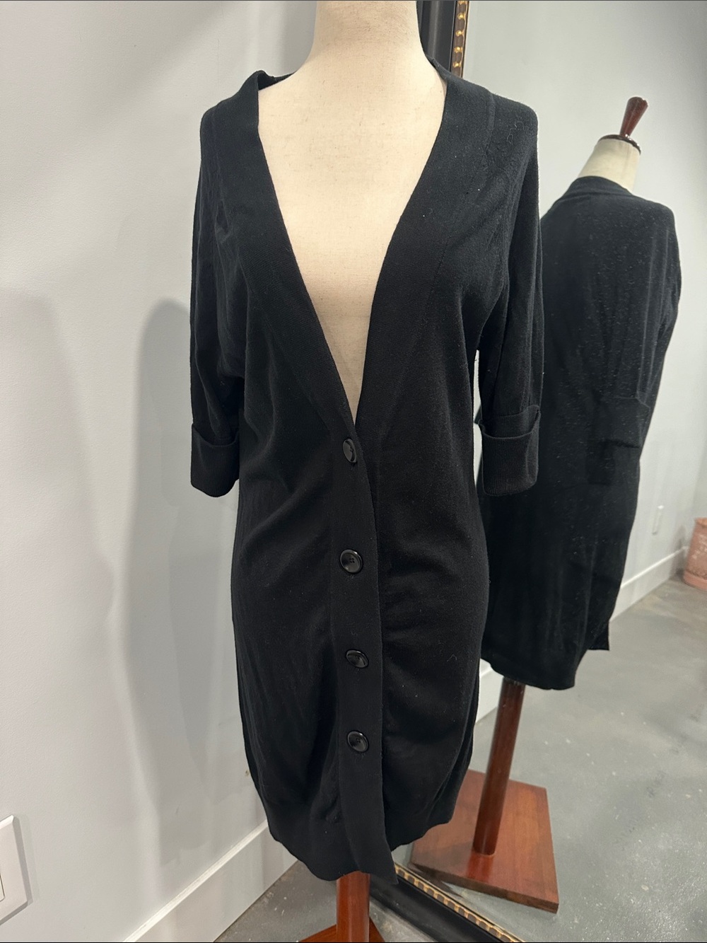Banana Republic Black V-Neck Button Cardigan